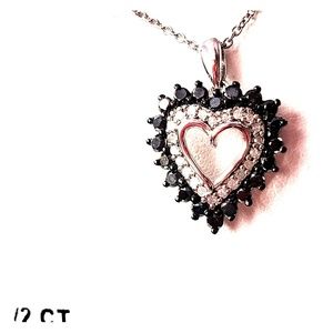Black and white Diamond Heart Necklace